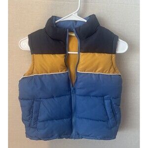 Crazy 8 Boys’ Zip Up Puffer Vest Size S 5-6 Multi Color Blue Yellow
